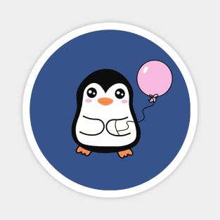 Penguin Holding a Balloon Magnet